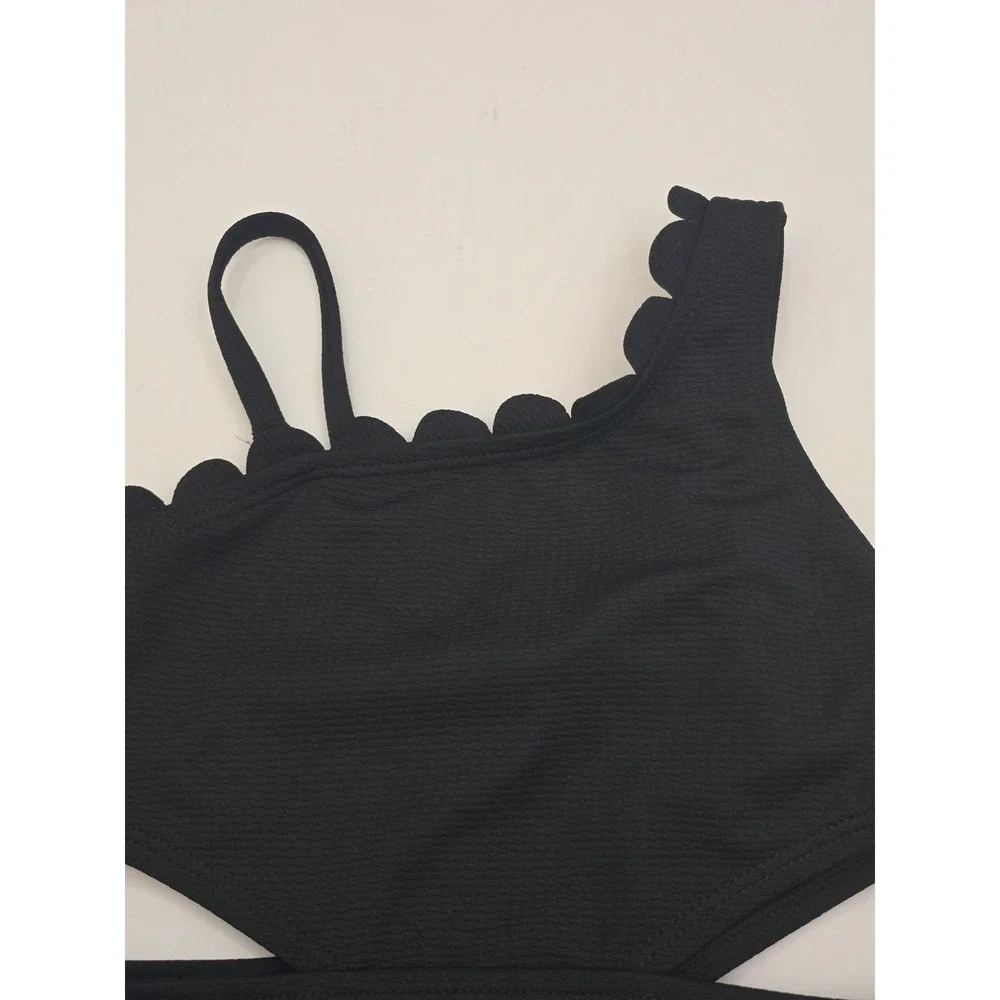 Art Class Girls Black Scalloped Cut Out One Piece Swimsuit XS 4/5 NWT